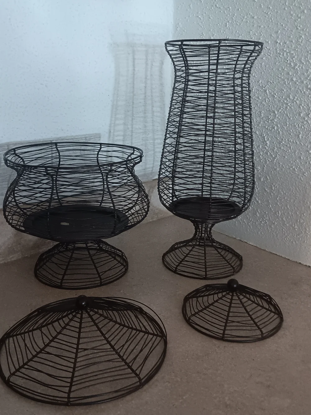 Partylite Metal WIRE Apothecary Pedestal Candle Holder Set